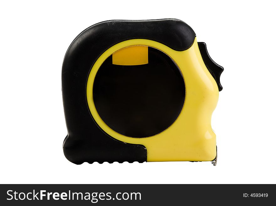 Yellow And Black Measuring Tape On A White Backgro