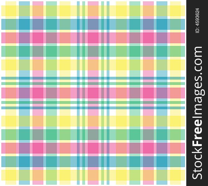 Illustration of pink, green, blue and yellow pastel plaid