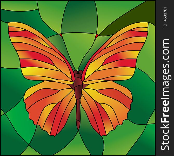 Butterfly compiled of stained glass. Butterfly compiled of stained glass