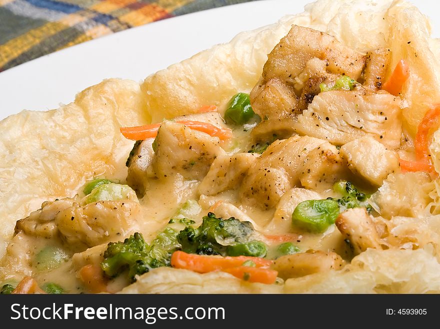 Light a fluffy chicken pot pie hot out of the oven