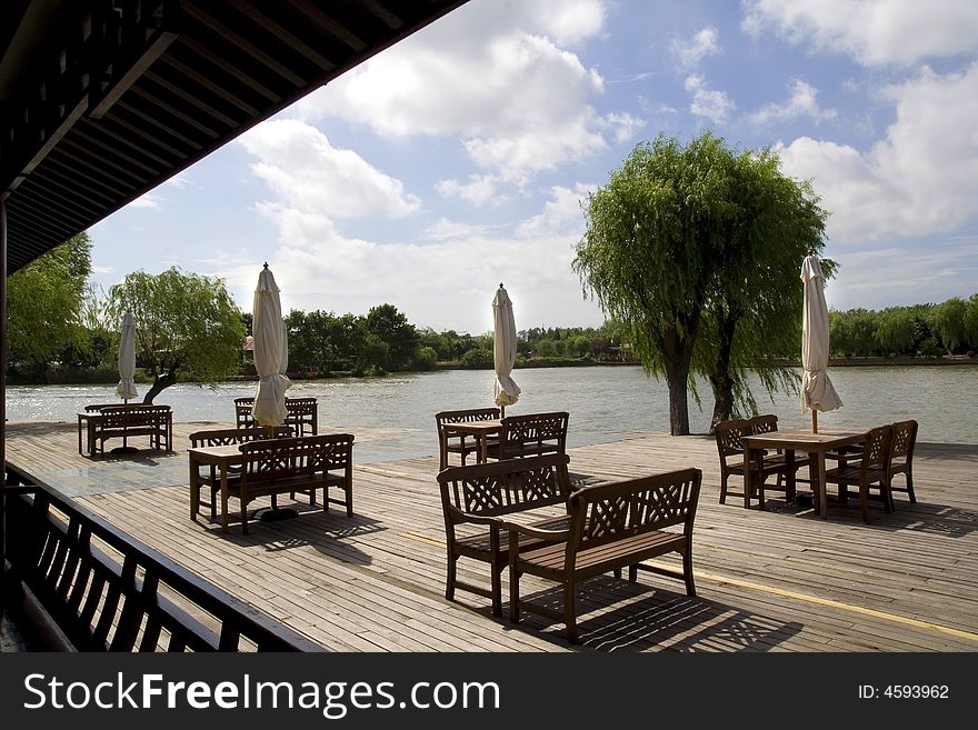 Siesta in the cafe on the river coast