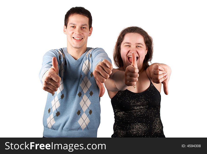 Young Couple Gives Gesture