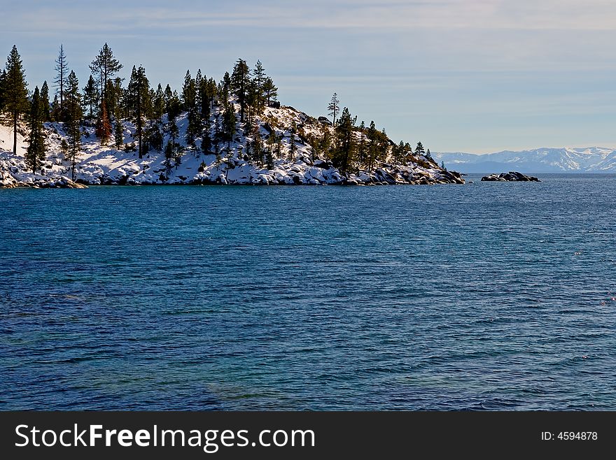 Lake in winter, high in the mountains