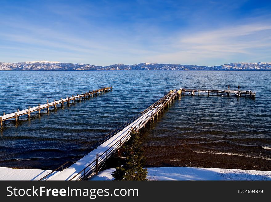 Pier in Lake Tahoe in Winter. Pier in Lake Tahoe in Winter