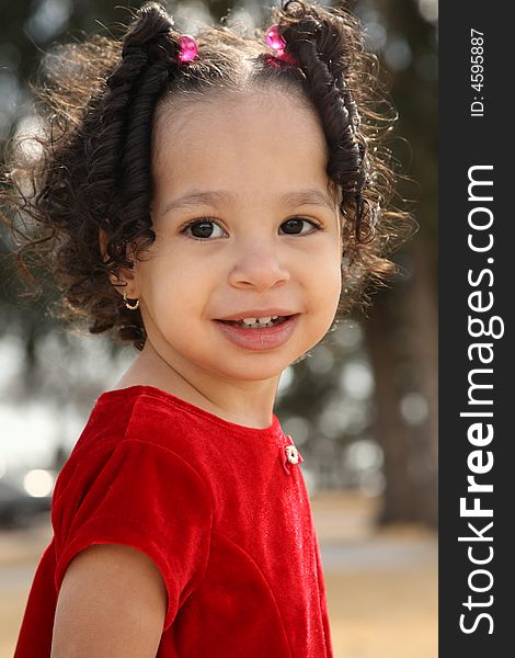 Young beautiful multiracial girl with afro hairstyle. Young beautiful multiracial girl with afro hairstyle