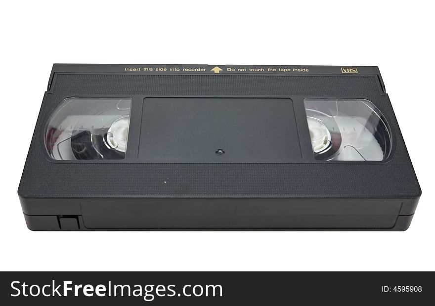 Black VHS cassette, no label, isolated on white, clipping path included. Black VHS cassette, no label, isolated on white, clipping path included.