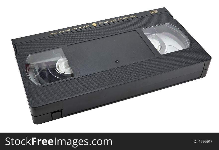 Black vhs cassette, isolated on white, clipping path included. Black vhs cassette, isolated on white, clipping path included.