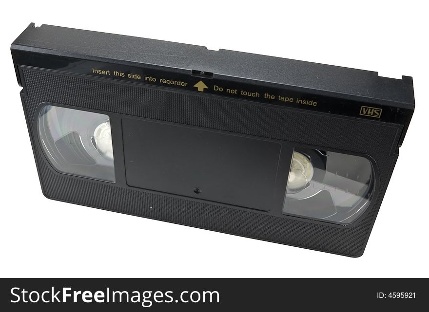 Blacl vhs cassette, isolated on white, clipping path included. Blacl vhs cassette, isolated on white, clipping path included.