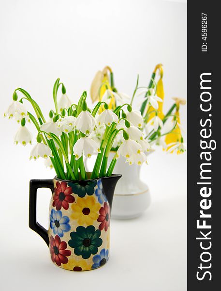 Spring flowers in ceramic vase