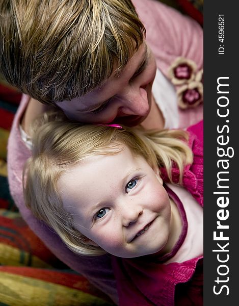 Portrait of a preschool girl with her mother. Portrait of a preschool girl with her mother