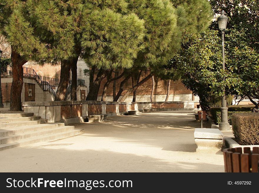 Sabatini park, near the palacio real in madrid. Sabatini park, near the palacio real in madrid