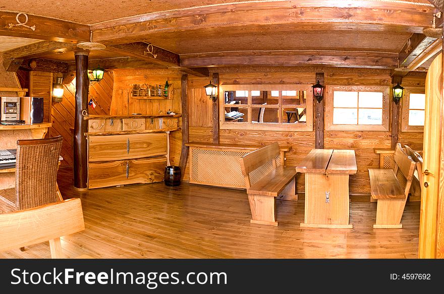 The wood interior inside old ship. The wood interior inside old ship.