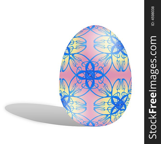 Easter egg illustration isolated on white with cast shadow