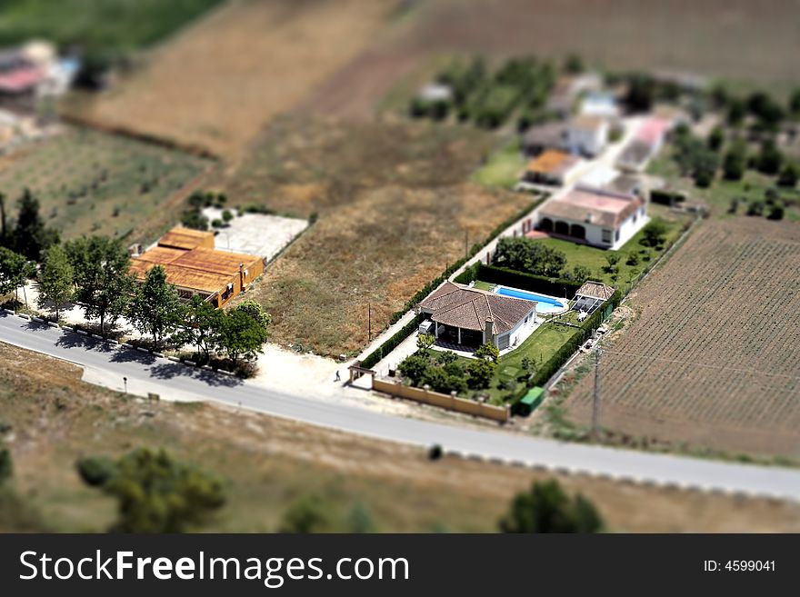House with Swimming pool at a road. House with Swimming pool at a road