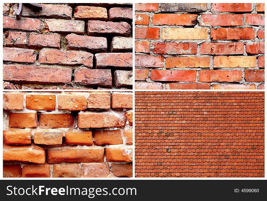 Four kind of bricks wall - four kind of background. Four kind of bricks wall - four kind of background