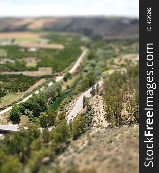 Road with car over a river in Andalusia. Road with car over a river in Andalusia