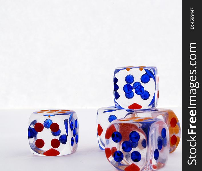 The foto of dice on white background
