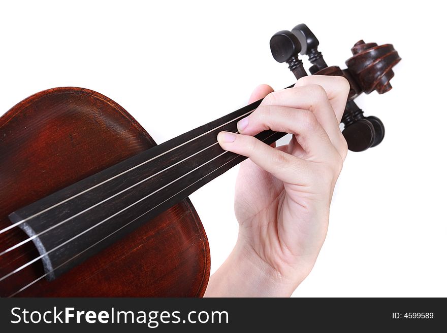 Violin onisolated white background being played. Violin onisolated white background being played.