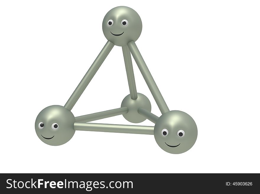 Abstract 3d molecule smiley symbols