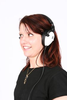 Woman Listening To Her Favorite Music Stock Images