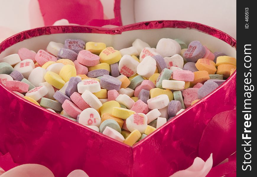 Valentines heart shaped box filled with conversation hears. Valentines heart shaped box filled with conversation hears
