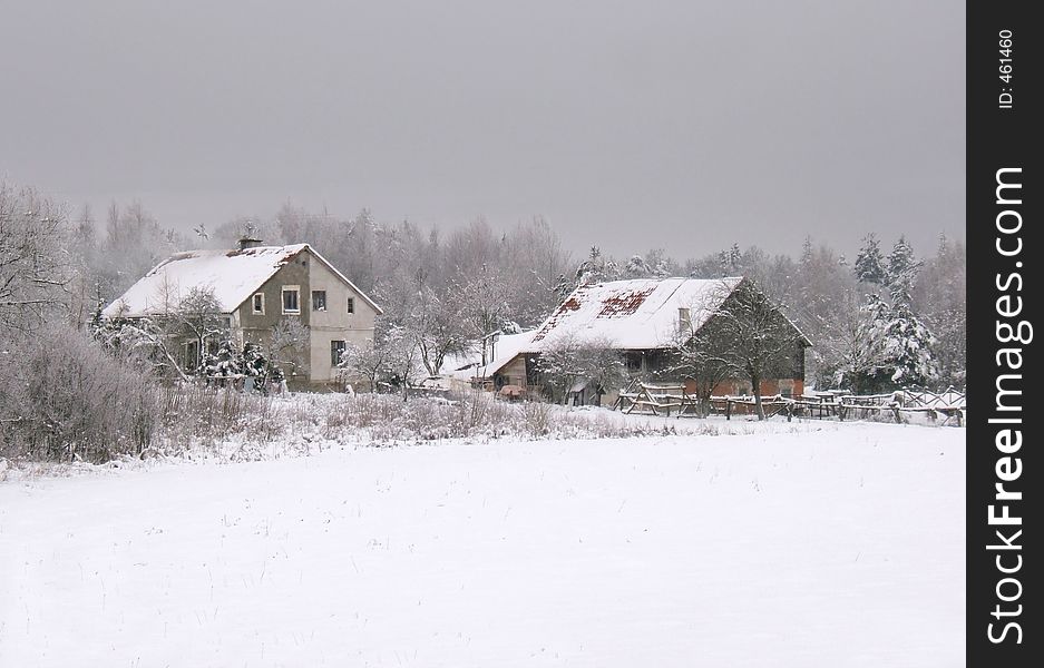 White rural scene. White rural scene