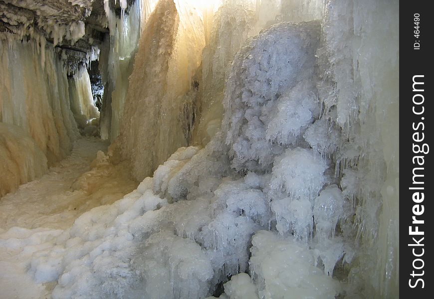 Ice under the Jägala Falls. Ice under the Jägala Falls.