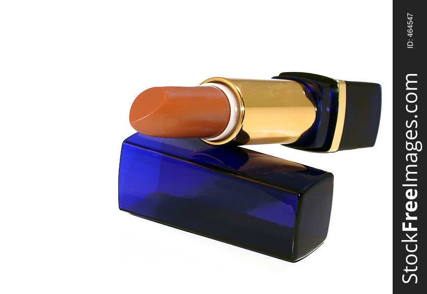 Lipstick in blue and gold case