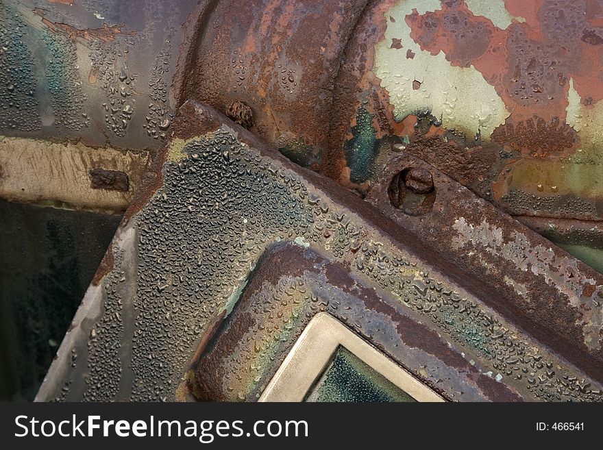 Abstract image of rusted metal emphasizing line, shape, and texture. Abstract image of rusted metal emphasizing line, shape, and texture