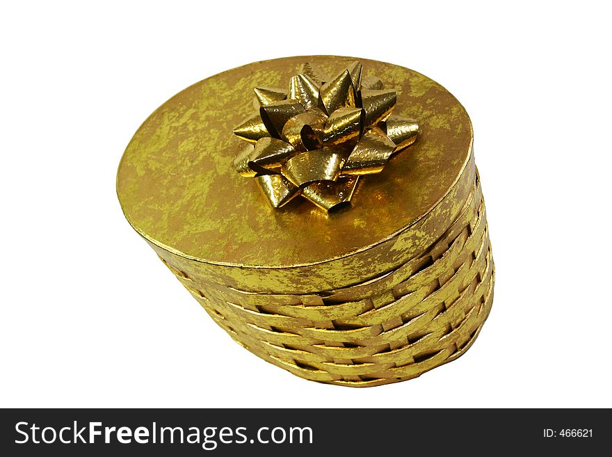 A gold gift box. A gold gift box