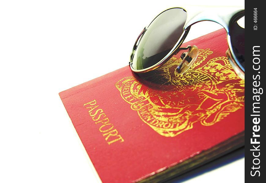 Sunglasses on passport - high contrast. Sunglasses on passport - high contrast