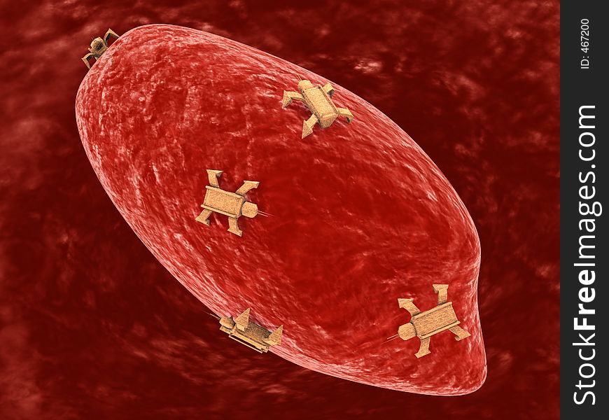 3d Bloodcells with nanorobots. 3d Bloodcells with nanorobots