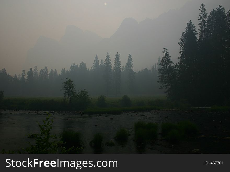 Smoke and Fire in Yosemite National Park, California, U.S.A. Smoke and Fire in Yosemite National Park, California, U.S.A.