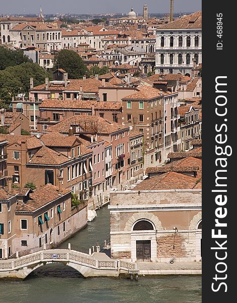 Aerial view of rooftops and canals of Venice, Italy. Aerial view of rooftops and canals of Venice, Italy