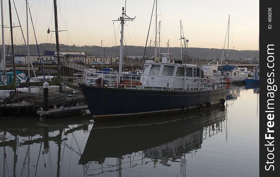 Boat moored in a marina. Boat moored in a marina