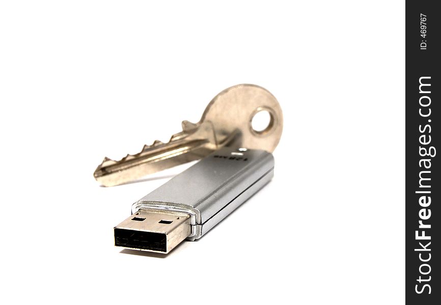 Isolated Pen Drive and Key