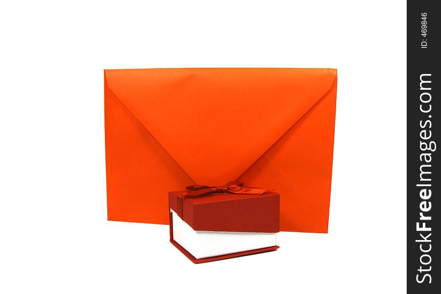 Isolated Red valentine present and envelope