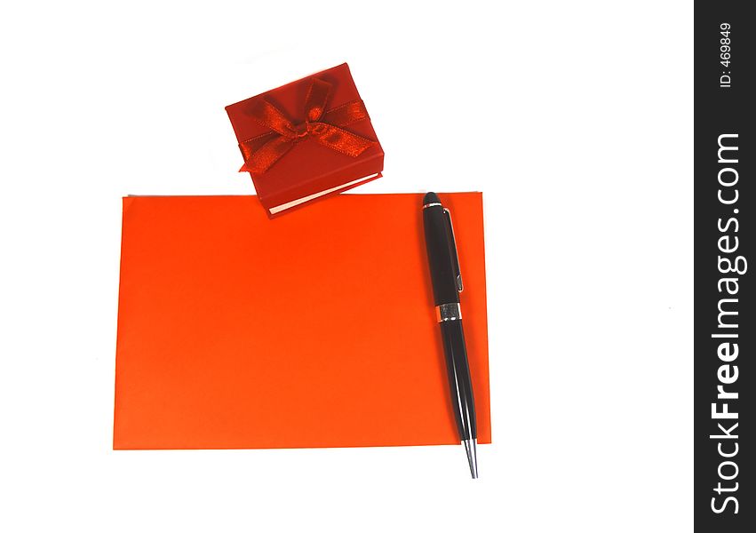 Red Valentine Present, Pen And Envelope