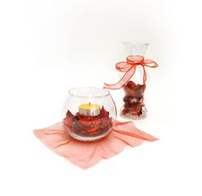 Red Petals AND Burning Candle Stock Photos Red Petals AND Burning Candle Stock Photos