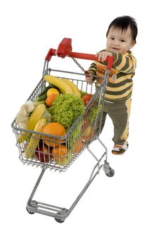 Baby With Shopping Cart Royalty Free Stock Photo Baby With Shopping Cart Royalty Free Stock Photo