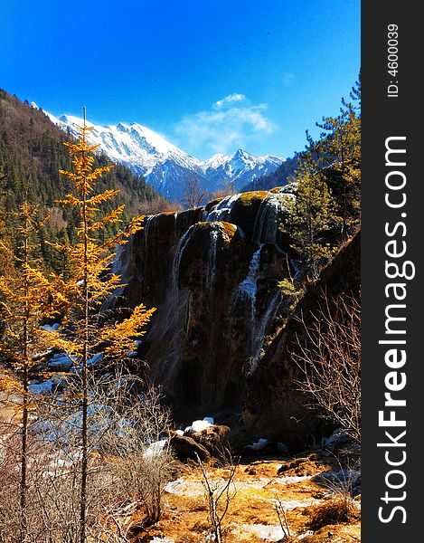 Chinese Jiuzhaigou winter enchanting scenery. Chinese Jiuzhaigou winter enchanting scenery