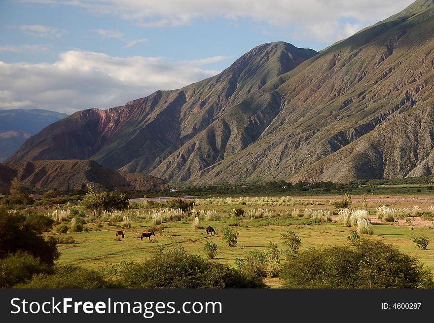 Peaceful mountain scenery in Jujuy, northwestern region of Argentina,