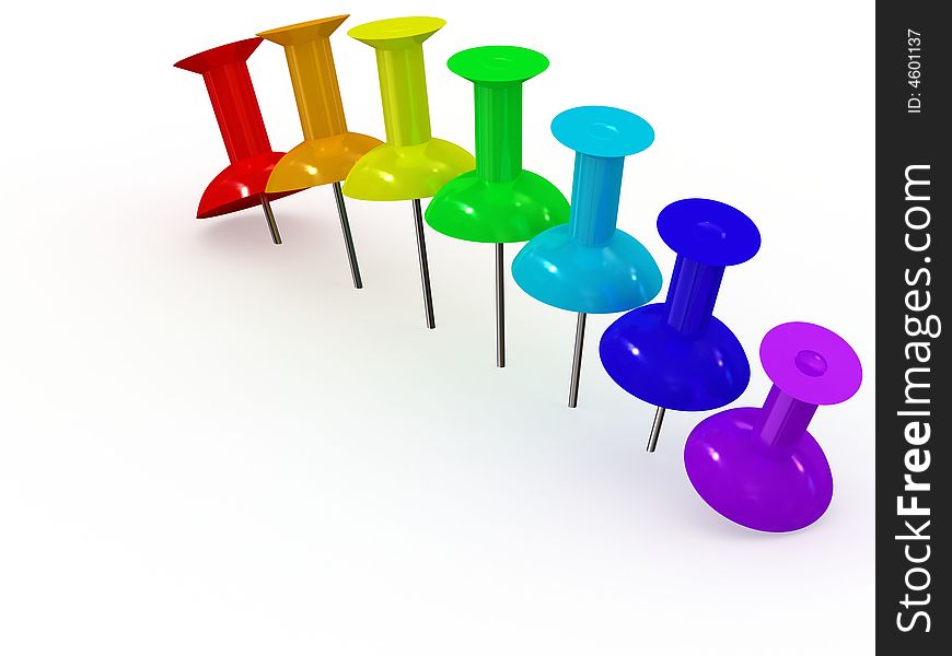 The 3d rainbow thumbtack image