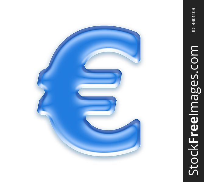 Aqua euro sign isolated on awhite background