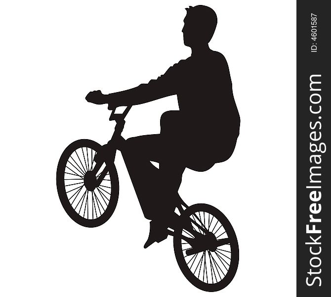 Bicycle rider silhouette isolated on white. Bicycle rider silhouette isolated on white