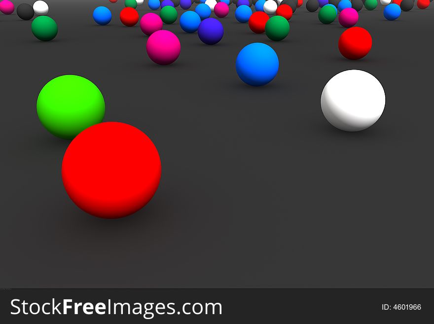 A bunch of 3D balls rolling in front of us created in a 3d modeling program. A bunch of 3D balls rolling in front of us created in a 3d modeling program