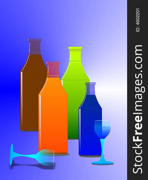 Advertising for a range of bottled drinks, created in Coreldraw10.