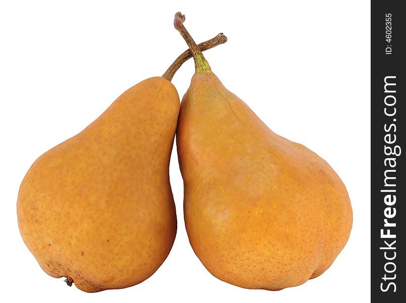 Two pears isolated on a white background.