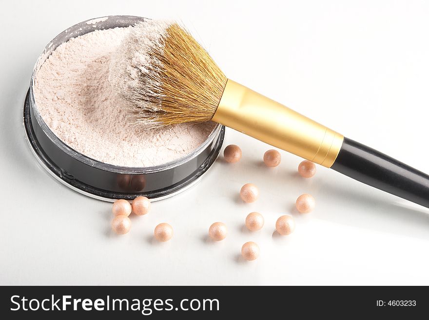 Still life with cosmetics on the white background