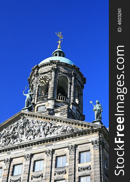 The scenery along the street and canal of Amsterdam